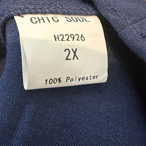 Chic Soul Navy Blue Ruched Spaghetti Strap Blouse-  Women's 2X - Picture 5 of 6